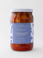 Aceituna gordal partida con kimchi